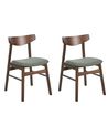 Set of 2 Dining Chairs SMILEY Wood Brown/ Green