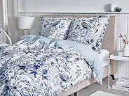 Set Copripiumino BALLARD 155 x 220 cm Raso di Cotone Blu_1179953