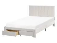 Bed with Storage Drawers LONZAC Velvet Off-White 120 x 200 cm (EU Small Double)_1014739