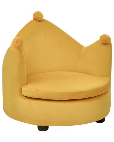 Kids Velvet Armchair Crown Yellow VEGA