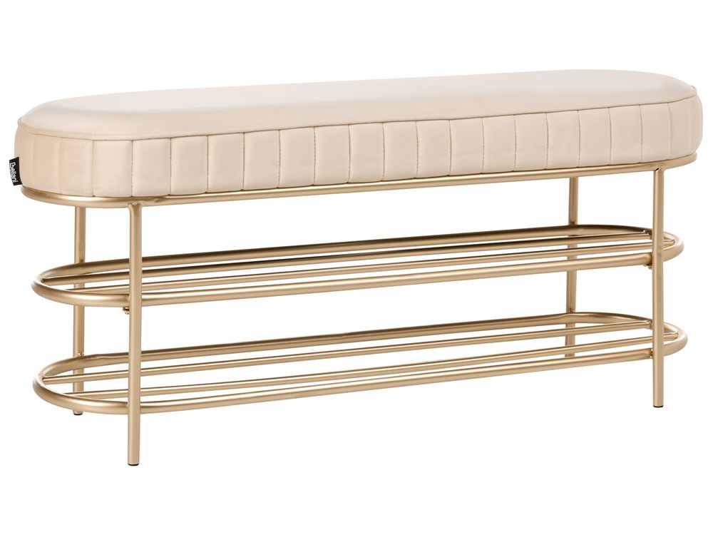 Panca porta scarpe a 2 ripiani VERGENNES Velluto Beige