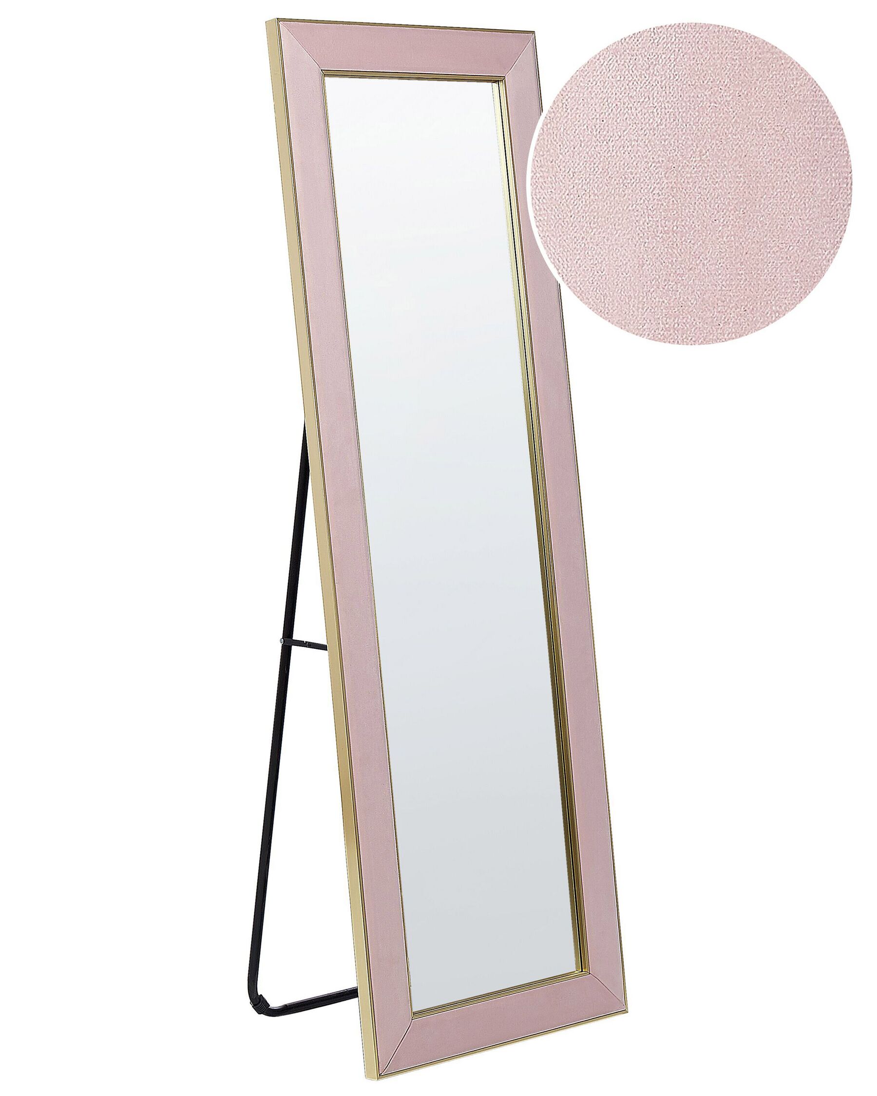 Espejo de pie de terciopelo rosa/dorado 50 x 150 cm LAUTREC_904008