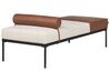 Chaise longue en lin synthétique et en similicuir beige et marron MALMOS_931160