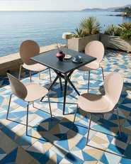 Set of 4 Garden Chairs MILOS Stacking Beige_1043551