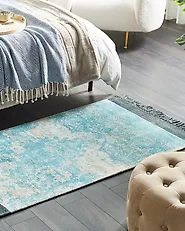 Alfombra AKARSU Azul 80 x 150 cm Viscosa_1183883