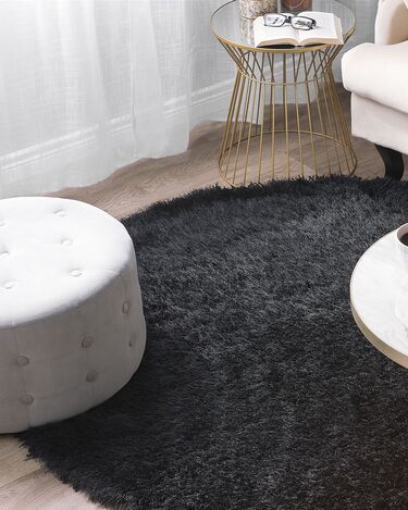 Shaggy Round Area Rug ⌀ 140 cm Black CIDE