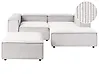 Canapé d'angle modulable 2 places ARDAL avec ottoman Velours côtelé Blanc cassé Côté gauche