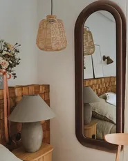 Lustro ścienne CULAN 60 cm 160 cm Welur Różowy_946471