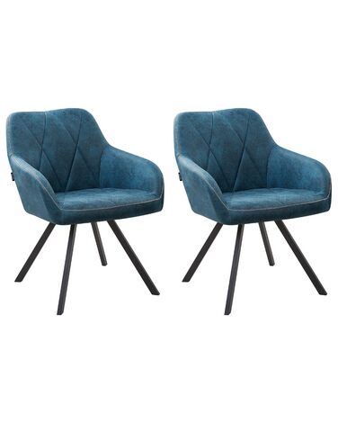 	Conjunto de 2 sillas de comedor de poliéster azul turquesa/negro MONEE