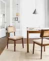Set of 2 Dining Chairs EMBAR Wood Brown/ Light Beige