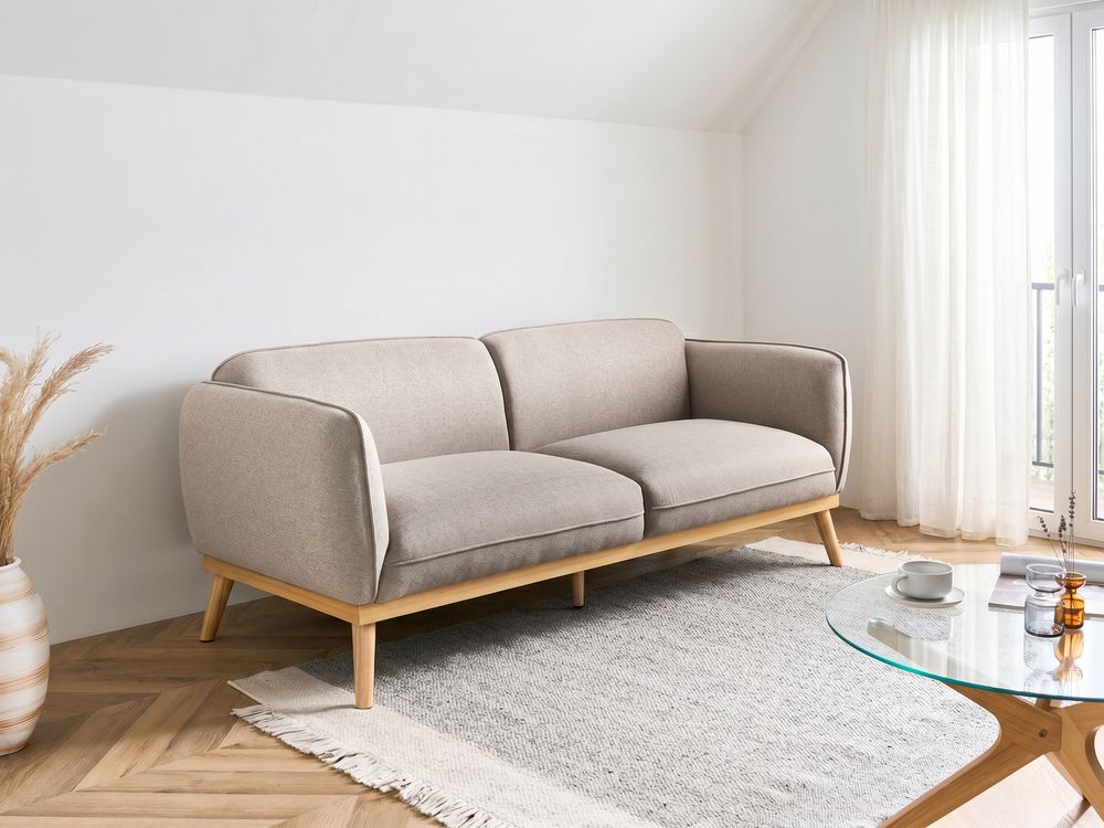 Sofa 3 Seater LJUNG Fabric Light Brown