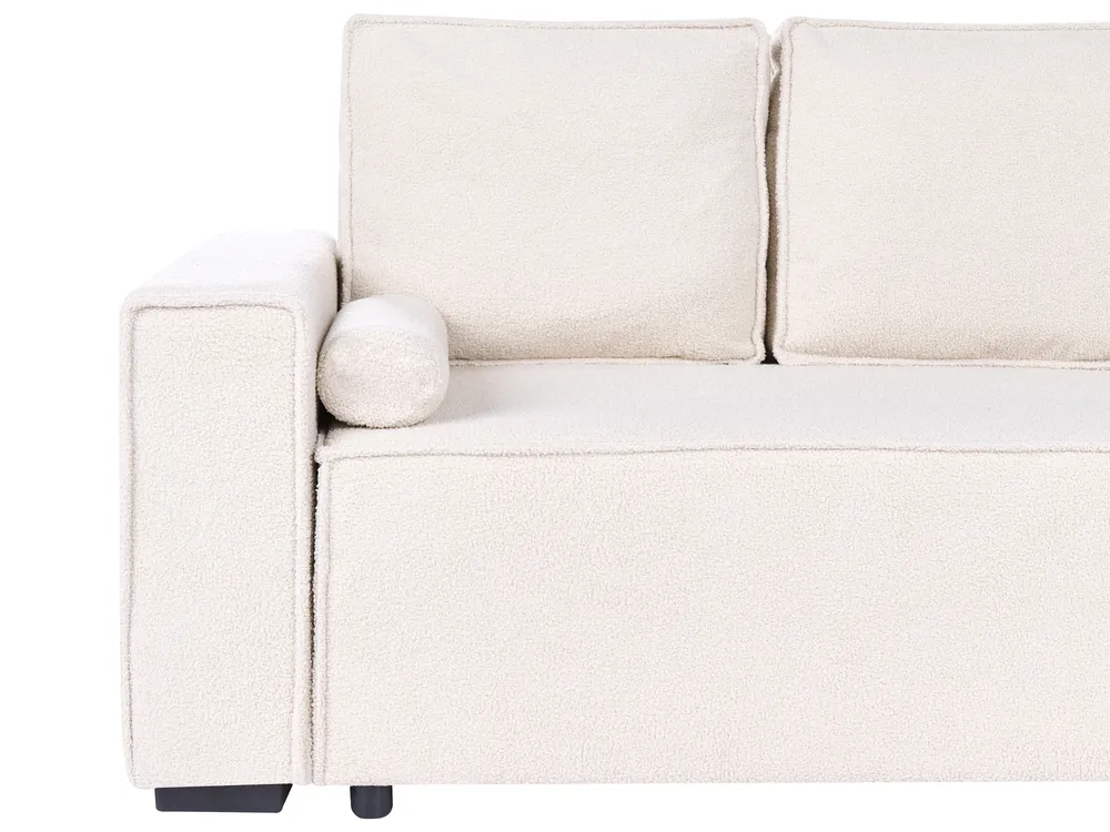 Corner Sofa Bed 3 Seater EDANE with Storage Boucle Off-White Left Hand_1057058