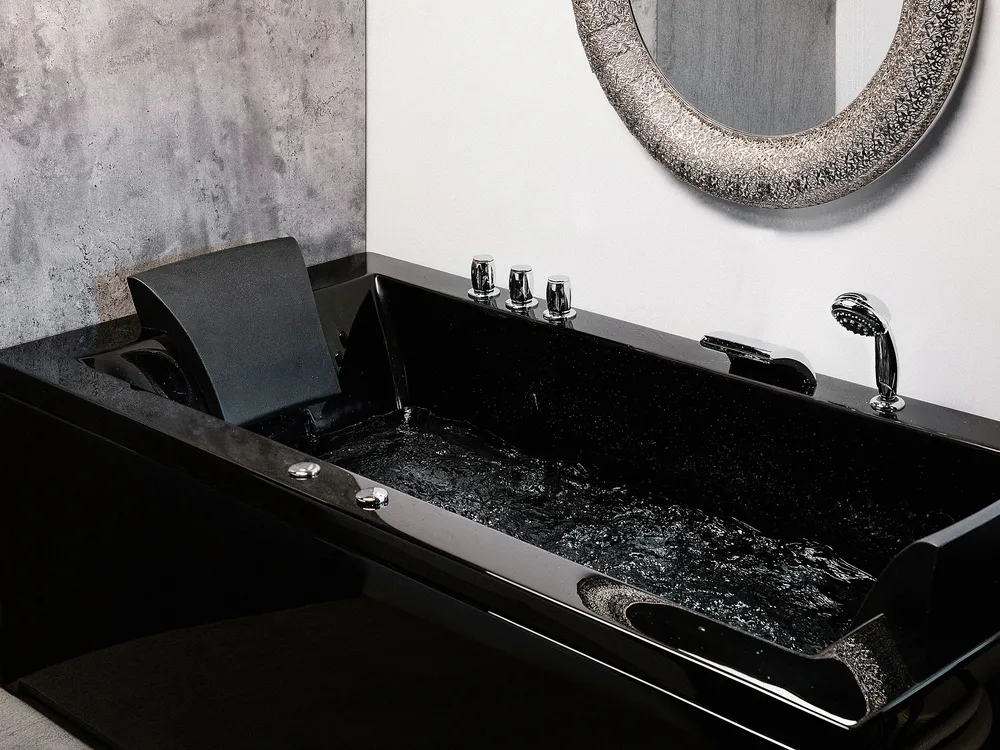 Corner Hot Tub with LED VARADERO 1830 x 900 mm Black Right Hand_857945