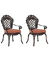 Conjunto de 2 sillas de jardín con cojines LIZZANO Metal Marrón oscuro