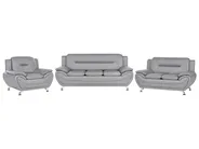 Set da salotto 6 posti LEIRA Pelle sintetica Grigio_1058664