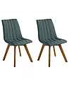 Set of 2 Dining Chairs CALGARY Fabric Dark Green