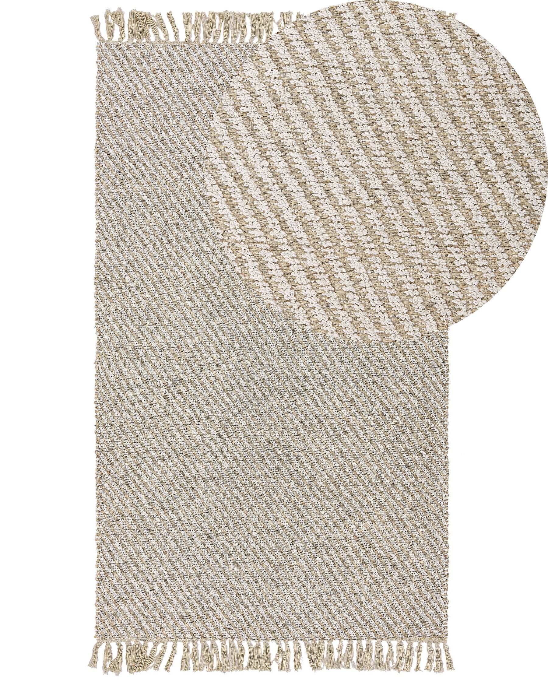 Teppich beige 80 x 150 cm Streifenmuster Kurzflor zweiseitig ALADAG_807280