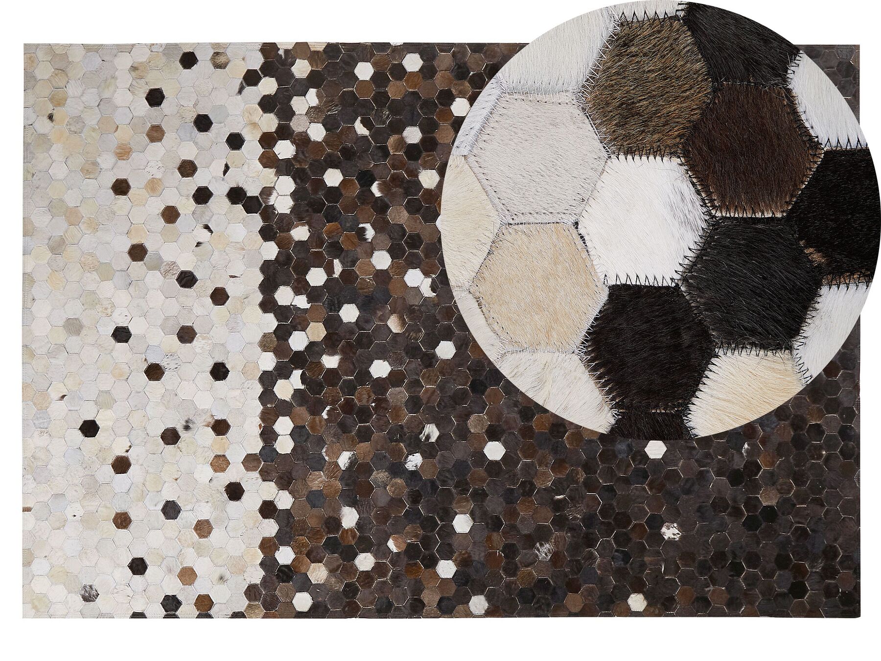 Kožený koberec 140 x 200 cm hnedá/béžová EYIM_764659