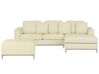 Left Hand Leather Corner Sofa with Ottoman Beige OSLO_103673