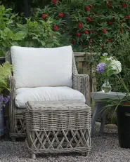 Garden Armchair with Cushions RIBOLLA with Footstool Rattan Natural_875908