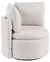 Swivel Armchair RANDERS with Storage Fabric Off-White