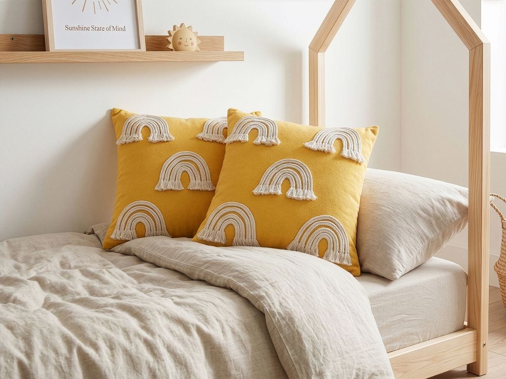 Set di 2 cuscini LEEA Cotone 45 x 45 cm Giallo