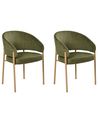 Set of 2 Dining Chairs ZANE Fabric Green