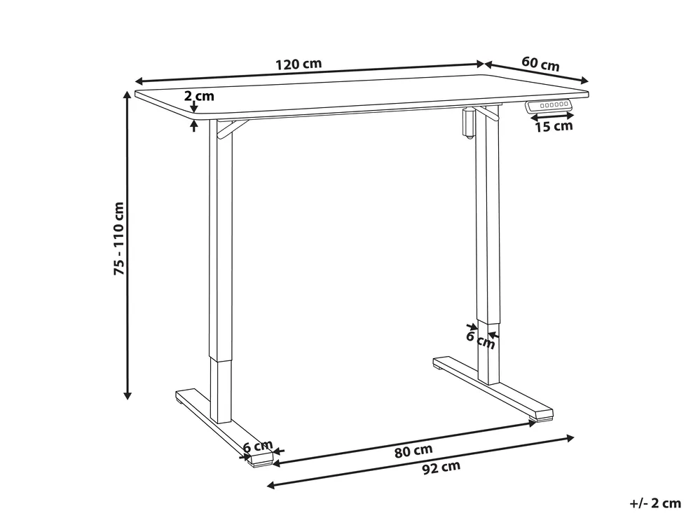 Biurko regulowane elektrycznie TAVARES 120 cm 60 cm Biały_975816