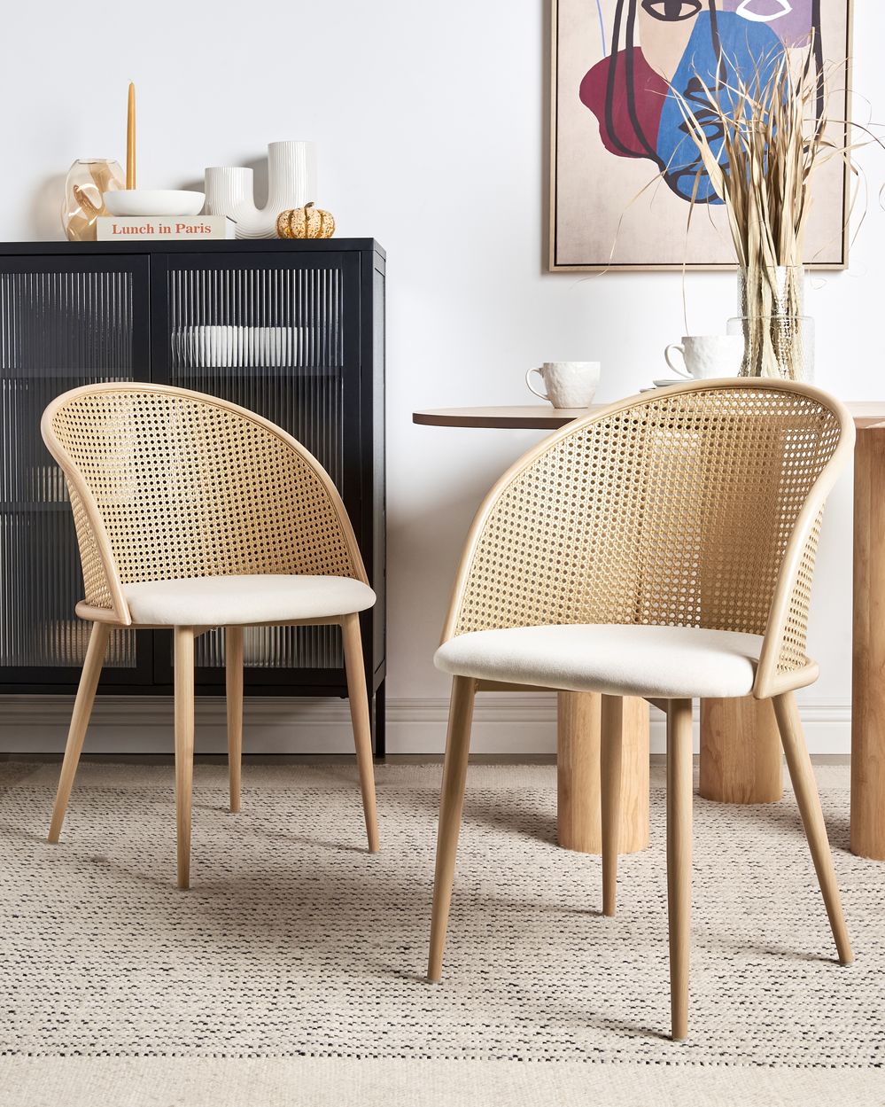 Lot de 2 chaises de salle à manger CORNELL Métal Beige clair