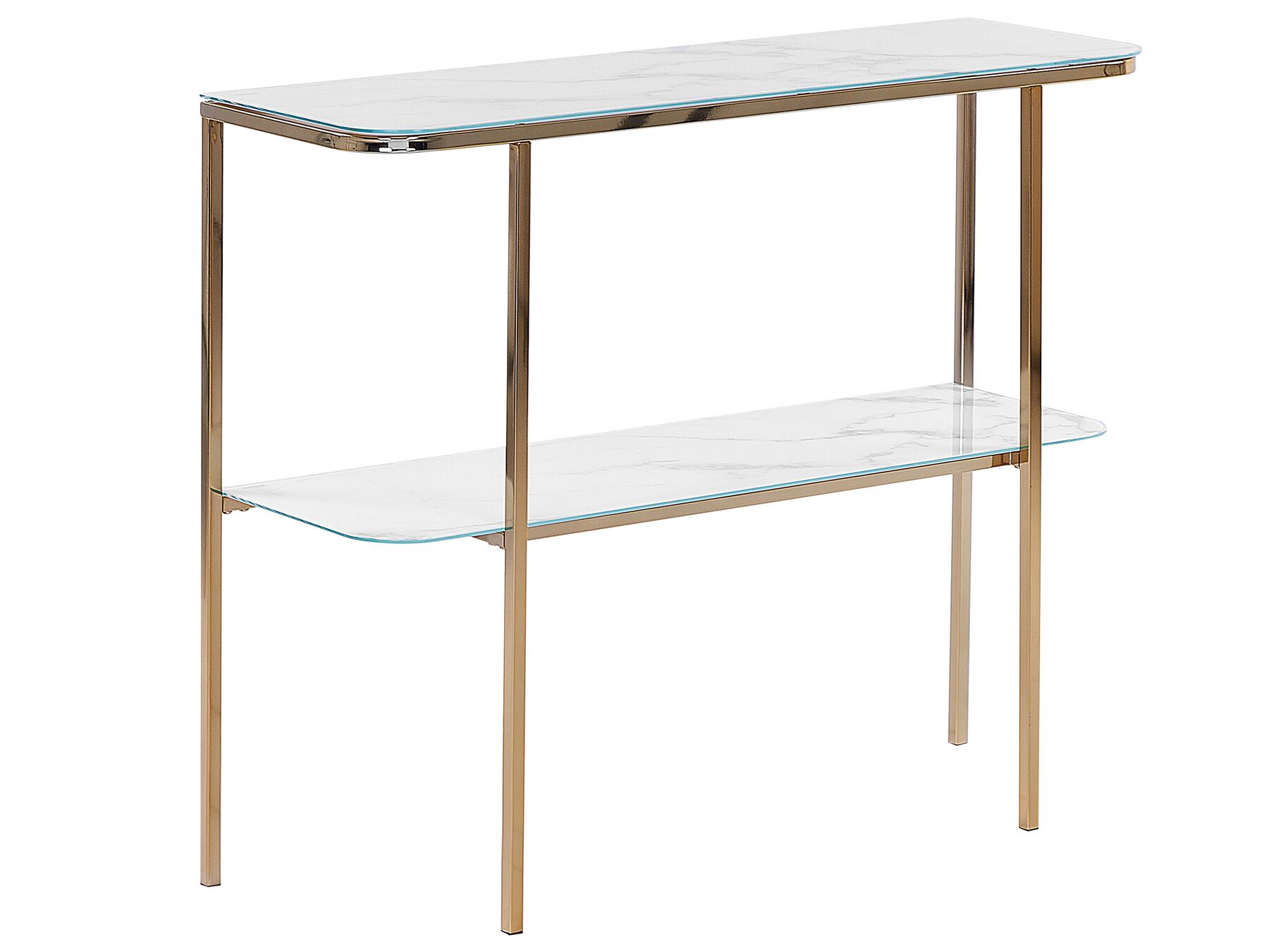 Skleněný konzolový stolek efekt bílého mramoru / zlatá CALVERT_823508