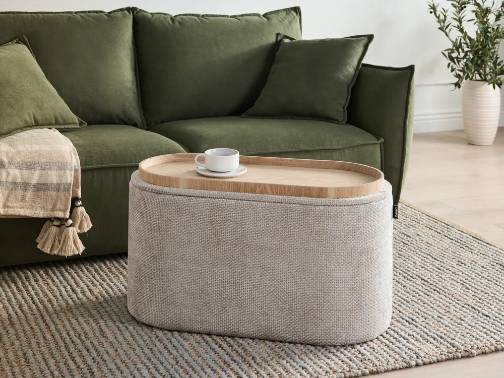 Letto con ottomano METZ 140 x 200 cm Tessuto Grigio chiaro | Leroy Merlin