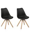 Set di 2 sedie in plastica nera e legno chiaro DAKOTA_759310