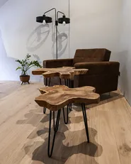 Set of 2 Side Tables CAMROSE Teak Wood Dark Brown_842643
