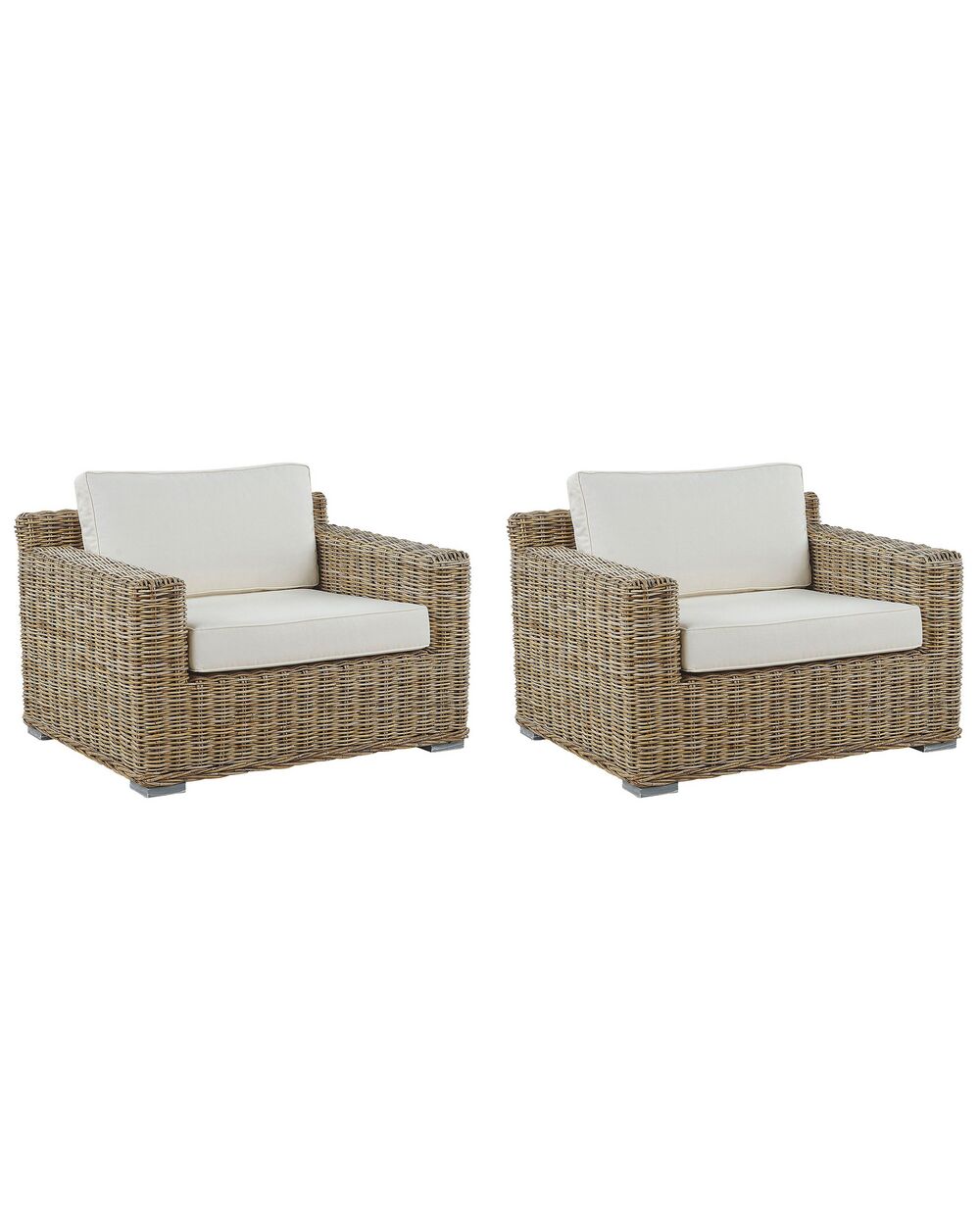 Set of 2 Garden Armchairs ARDEA Rattan Light Brown Beliani