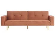 Sofa Bed 3 Seater VISNES Velvet Golden Brown_921876