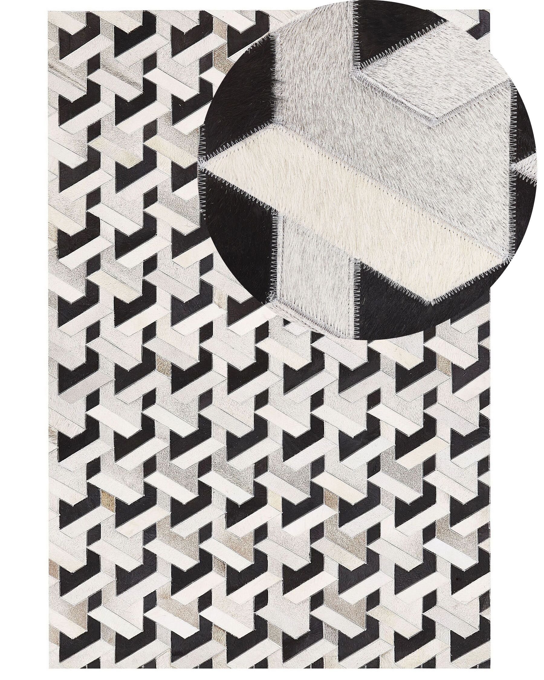 Kožený koberec 140 x 200 cm sivá/čierna NARMAN_780707