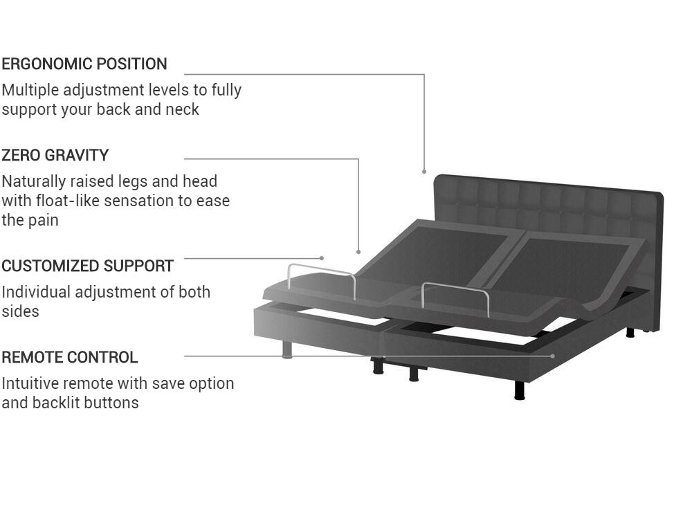 Adjustable Bed Fabric DUKE 160 x 200 cm (EU King Size) Dark Grey_771735