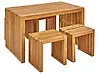 Garden Dining Set with Stools 4 Seater BELLANO Acacia Wood Brown