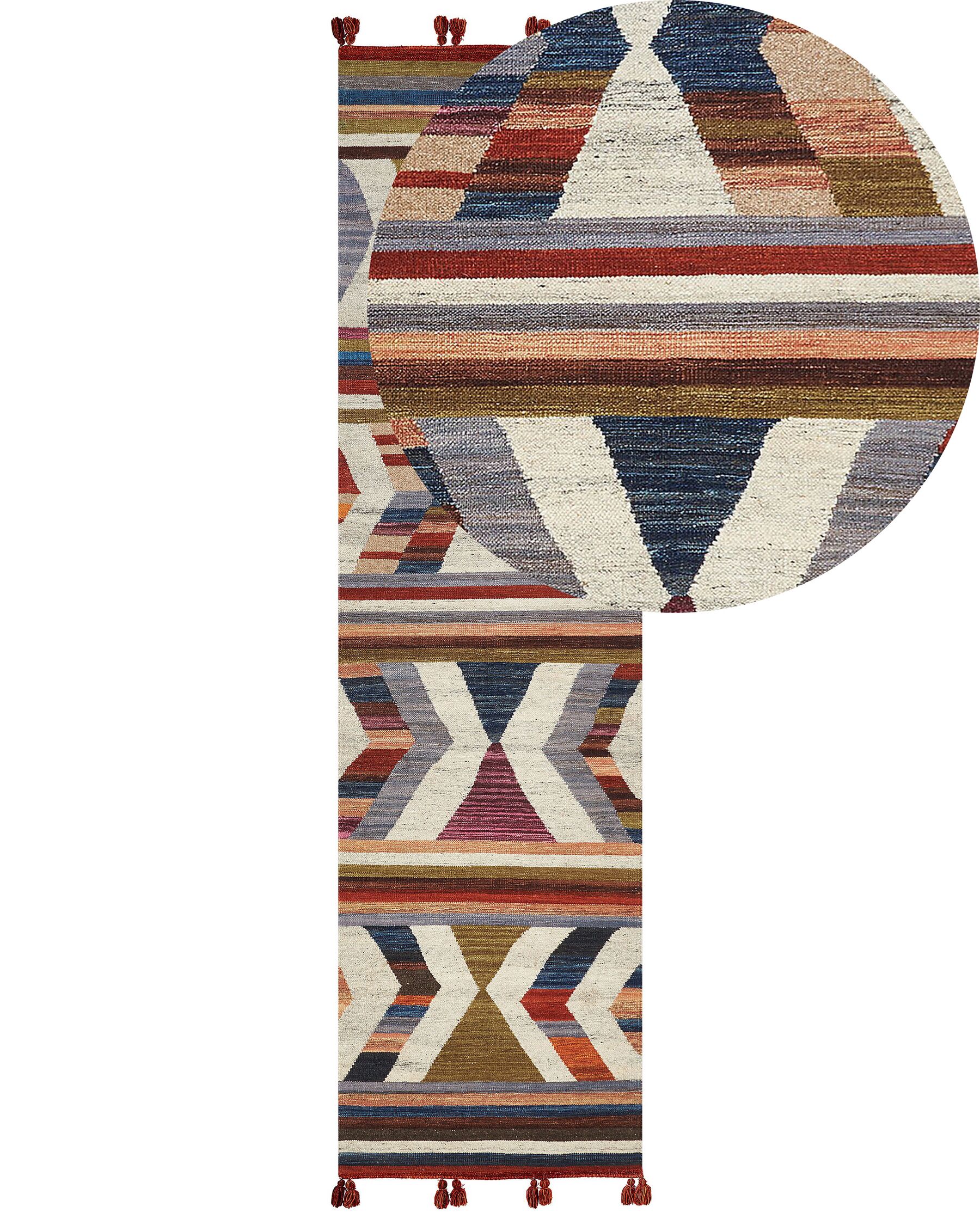 Wool Kilim Runner Rug 80 x 300 cm Multicolour MRGASHAT_858296