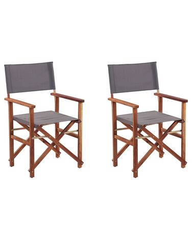 Set di 2 sedie in legno di acacia scuro e grigio CINE