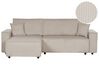 Right Hand Jumbo Cord Corner Sofa Bed Beige ABACKA_896774