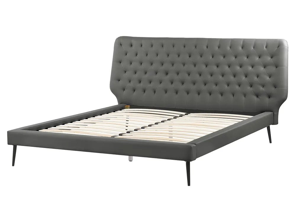 Bedroom Set Faux Leather ESSONNE 160 x 200 cm (EU King Size) Grey_789191