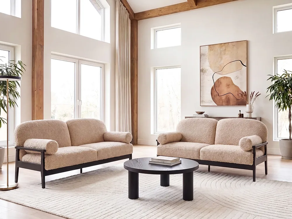 Sofa dla 2 osób PILARNE Boucle Beżowy_1159289