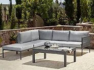 Set di divani angolari da giardino 6 posti FORANO Metallo Grigio_1172410