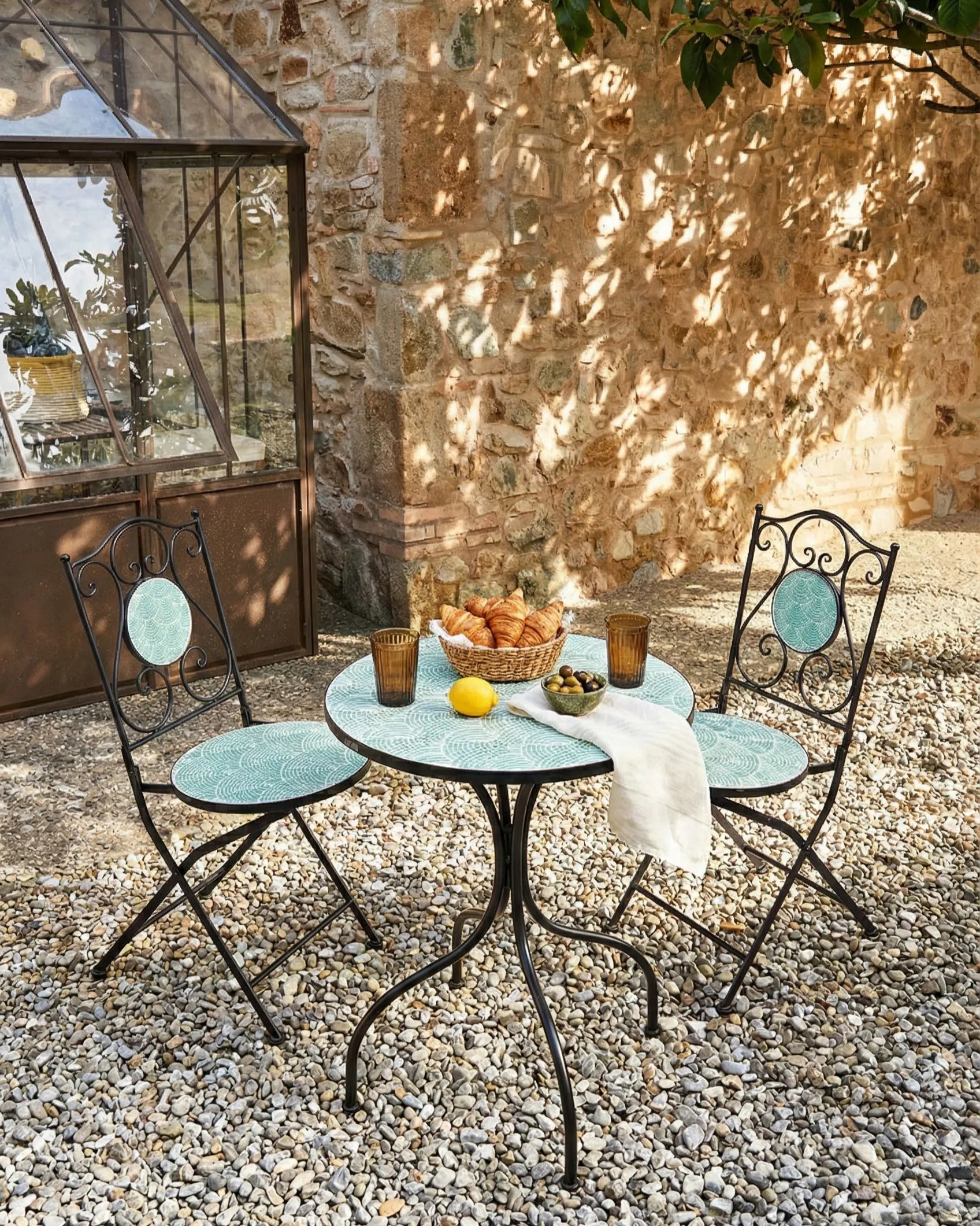 Set di 2 sedie da giardino ANAPO Pieghevole Metallo Nero_1021759