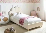Kids Bed Seashell Velvet NEULISE 90 x 200 cm (EU Single) Beige_1044356