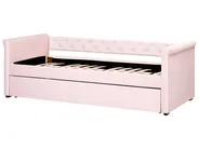 Trundle Bed Velvet LIBOURNE 90 x 200 cm (EU Single) Pastel Pink_909778