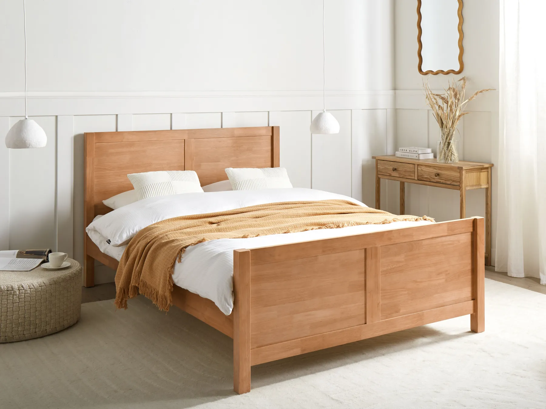 Bed Wood CHAMPAGNAT 140 x 200 cm (EU Double) Light Brown_960179
