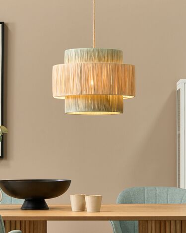 Paper Pendant Lamp Natural and Green PALBRA 