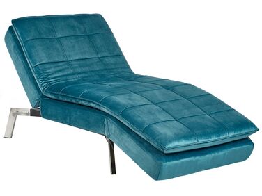 Chaise-longue ajustável em veludo azul esverdeado LOIRET